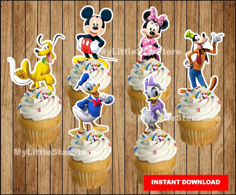 Mickey Mouse Cupcakes Toppers, Printable Mickey Mouse Cupcake Picks ...