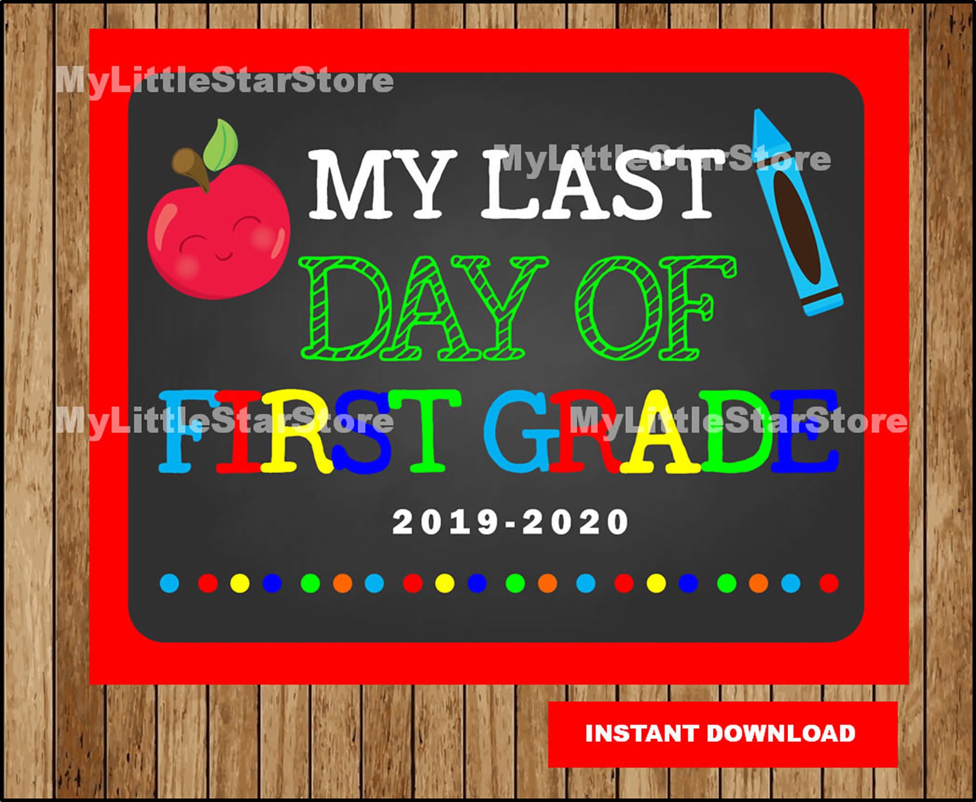 Last Day of First Grade Sign Printable Last Day of First Etsy