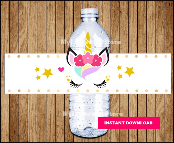 unicorn water bottle labels printable unicorn water labels etsy