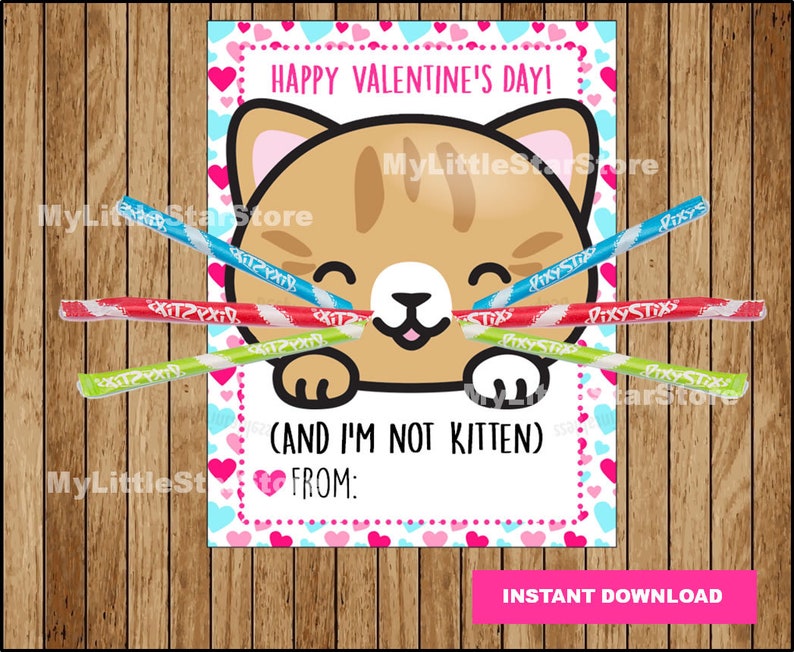 Cat Valentine Cards Kitten Valentines Printable Cards - Etsy