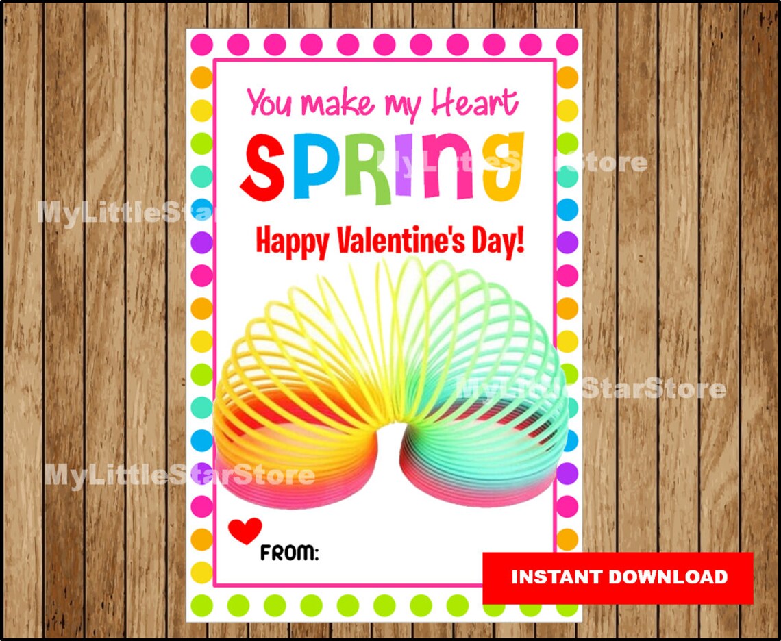 Slinky Valentine Card Slinky Kids valentines Non-Candy - Etsy France