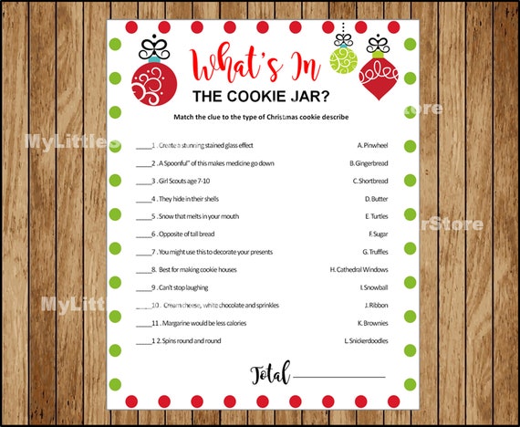 Cookie Jar game Printable Christmas Cookie Party Game Game | Etsy