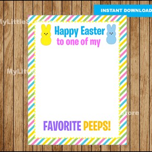 EASTER PEEPS Printable Card, :-) Happy Easter to One of My Favorite Peeps , Easter Card [Instant Download]