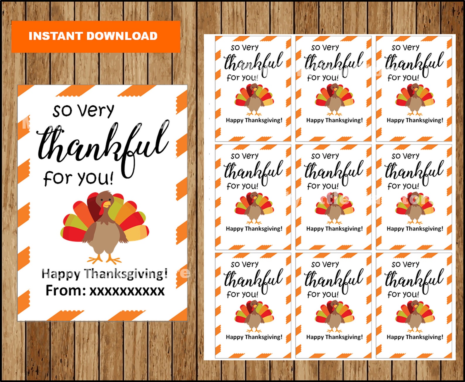 Printable Thanksgiving Turkey Tags so Very Thankful for You Etsy