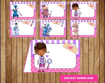 Doc McStuffins Food labels, Printable Doc McStuffins Food tent cards, Doc McStuffins party Food labels Instant download