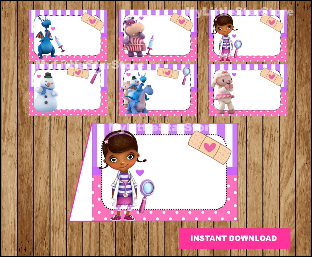 Doc McStuffins Food labels, Printable Doc McStuffins Food tent cards,…
