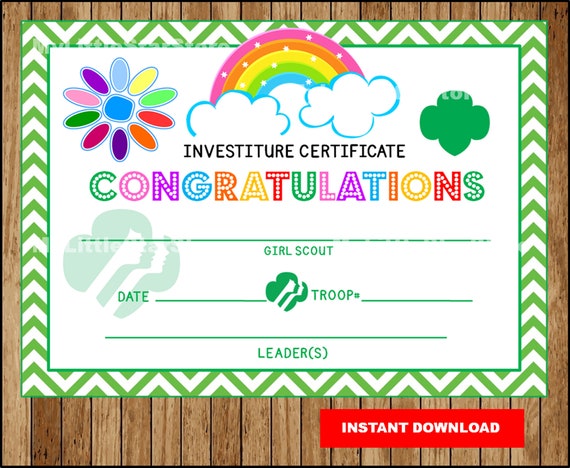Girl Scout Investiture Certificate Printable Girl Scouts - Etsy
