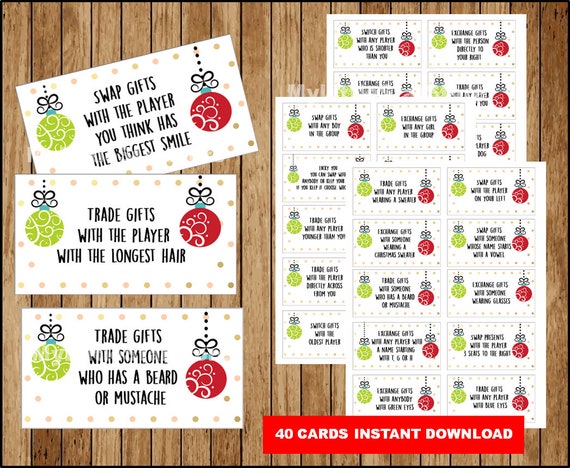 Super Cute Printable Christmas Gift Exchange Game