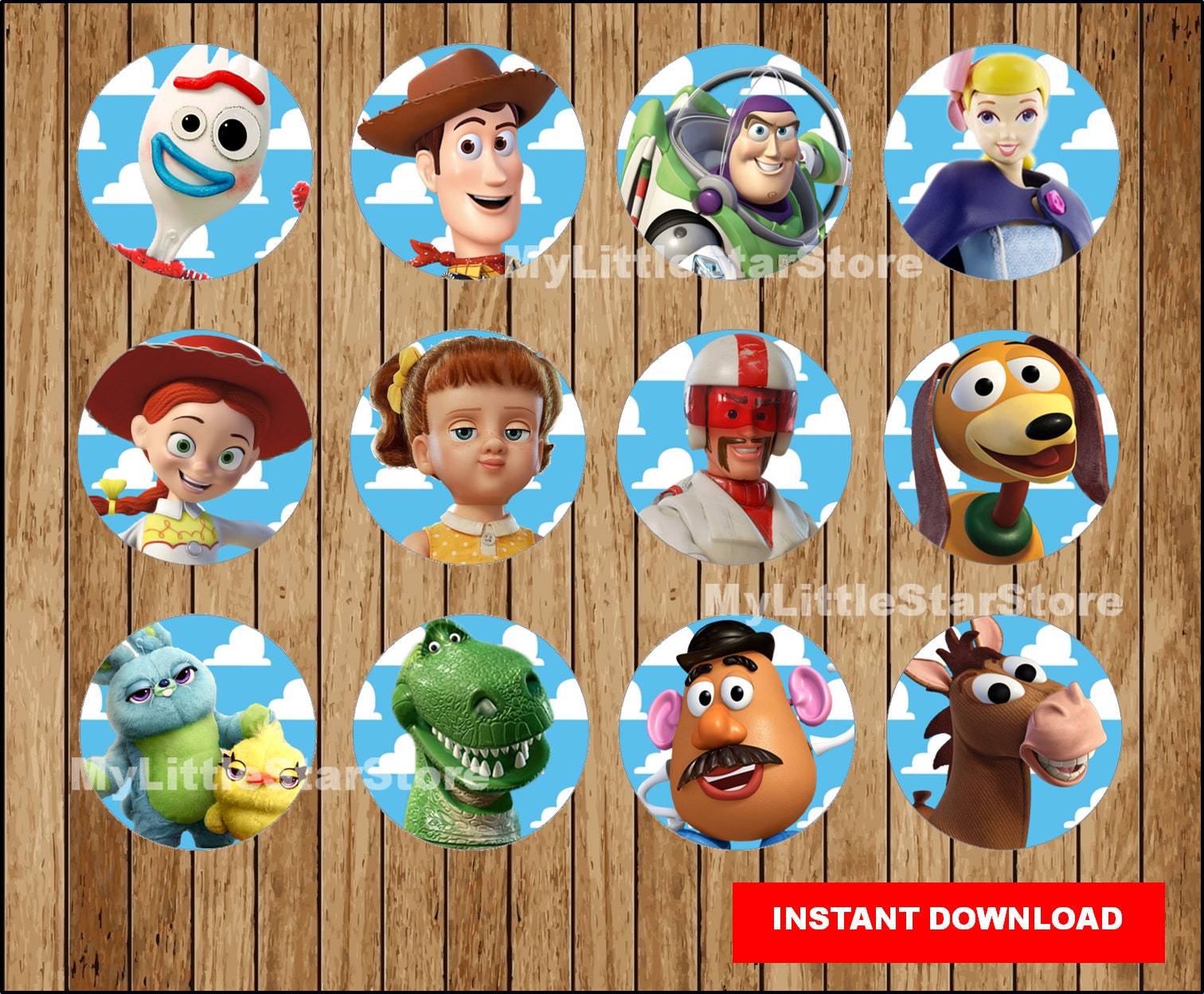 Toy Story 4 Cupcakes Toppers Printable Toy Story Toppers Toy Etsy