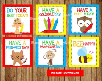 Back to school Lunch Box Notes for Kids, Lunch Notes cards , Funny Lunch Notes Printable Instant download