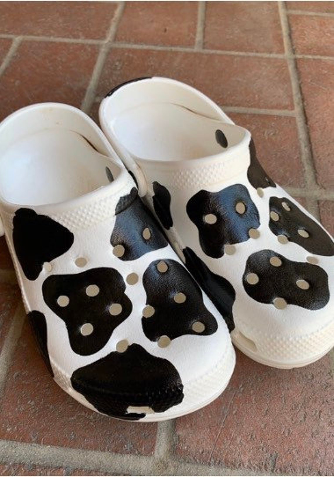 Hand made custom super cute cow print clogs/croclike shoe