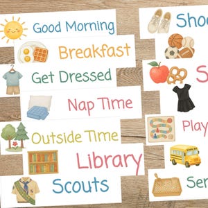 Programma giornaliero per bambini MODIFICABILE / Oltre 70 schede di programmazione visiva / Tascabile / Scuola domestica / Scuola materna per bambini piccoli / Calendario per l'asilo nido