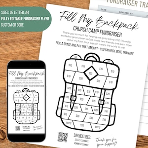 Folleto de recaudación de fondos para campamentos / Folleto editable e imprimible para la semana del campamento de la iglesia / Carta de EE. UU. / A4 / Totalmente personalizable / Plantilla de descarga digital