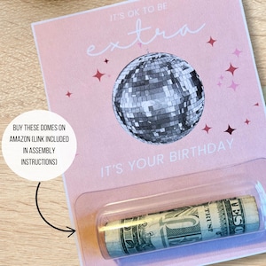 Tarjeta de cumpleaños divertida para adolescente / Regalo de dinero en efectivo para adolescente / Descarga instantánea imprimible / Sea más presente / Tarjeta femenina con bola de discoteca brillante