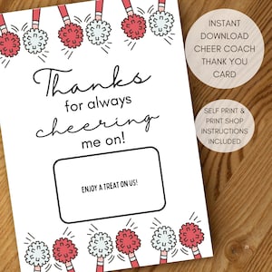 Biglietto di ringraziamento per l'allenatore di cheerleading / Porta carte regalo / Regalo stampabile per lo staff degli allenatori / Download immediato di fine stagione / Apprezzamento degli insegnanti