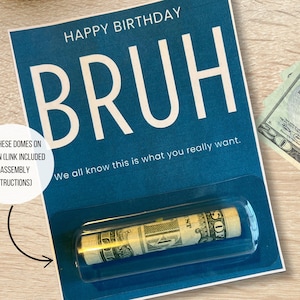 面白いティーンの誕生日カード | キャッシュマネーBruhグリーティング | すぐにダウンロードして印刷可能 | ティーンの男の子へのデジタルギフト | わかりやすい説明書
