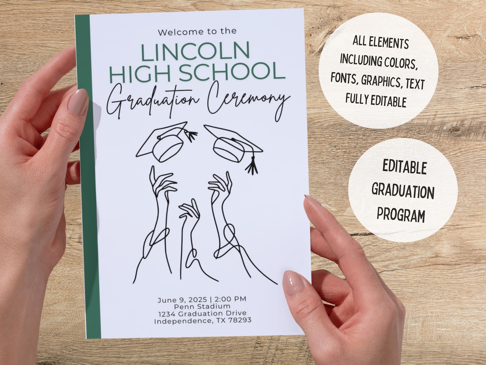 Editable Graduation Program | Fully Editable Template | Folded Order of ...