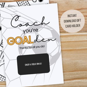 Calcio Allenatore di calcio Biglietto di ringraziamento / Buono regalo di fine stagione / Staff tecnico / Allenatore assistente / Download immediato stampabile