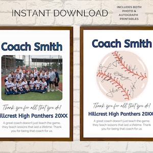 Regalo di apprezzamento per l'allenatore di baseball e softball / Ringraziamento per l'assistente allenatore presente / Ringraziamento allo staff tecnico / Download immediato modificabile