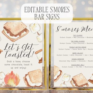 Editable S'mores Bar Menu & Signs | Prints in Any Size | Instant Download Canva Template | Wedding | Party | Bridal Shower | Baby Shower