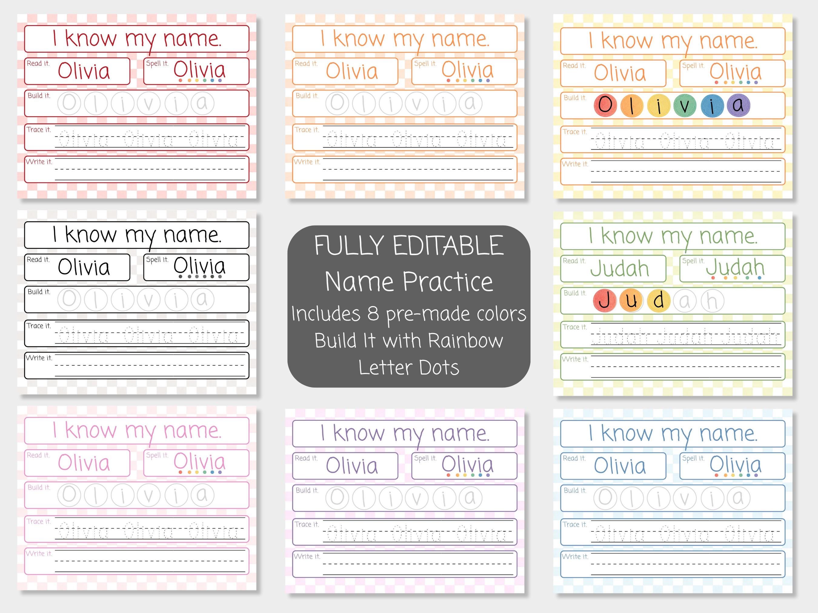 EDITABLE Name Learning Mat | Custom Name Tracing Practice | Building ...