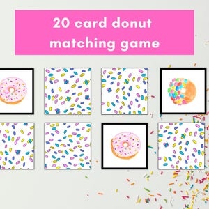 Donut Party Matching Game, Sprinkles & Sweets Game, Favor Two Sweet, Sweet One Birthday Girl, Kid&#39;s Activities, Printable Instant Download