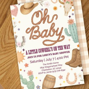 Rodeo Baby Shower Invite | Little Cowgirl on the Way | Instant Download Template | Western Themed Party |  | QR Code Registry | Editable