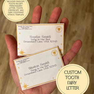 Paquete de cartas personalizadas en miniatura para el Hada de los Dientes / Certificado de Diente Personalizado / Plantilla de sobre pequeño / Recibo del Hada de los Dientes / Descarga instantánea