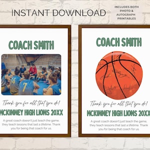 Basketball-Trainer-Team Geschenk | Saisonende Danke & Wertschätzung | Gerahmtes druckbares Schild | Bearbeitbare Sofort-Download-Vorlage