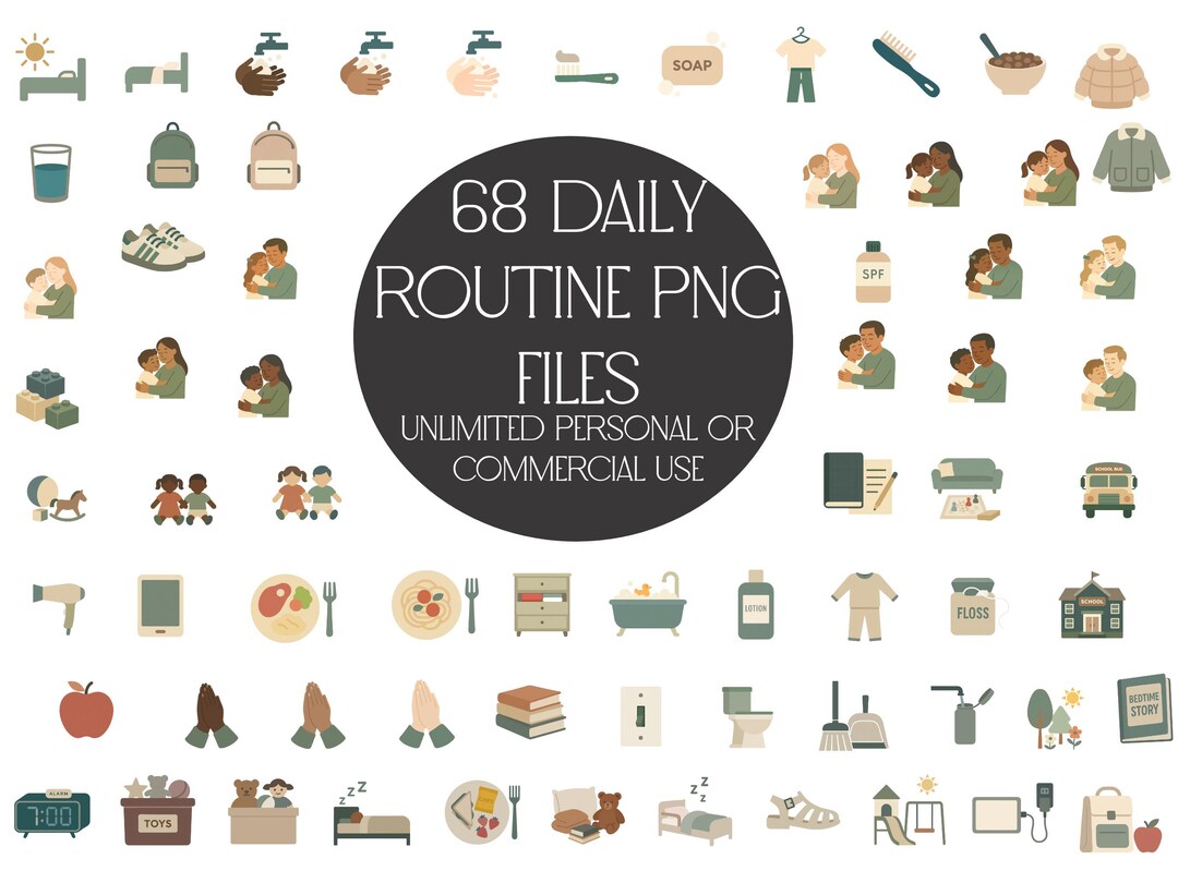 Daily Routine PNG Bundle | Includes 68 High Resolution PNG Files ...