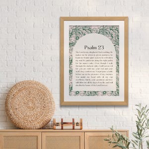 Psalm 23 Print | Christian Wall Art, Nursery Bible Verse Wall Hanging, Vintage Subtle Scripture Art for Godly Home, Church Instant Download
