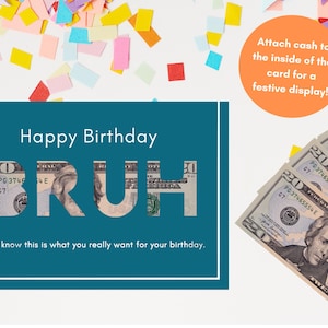 Regalo divertido para adolescentes, tarjetero para dinero en efectivo, descarga INSTANTÁNEA, tarjeta de cumpleaños para amigos, regalos para adolescentes, regalos para amigos, tamaño estándar de EE. UU. o A4