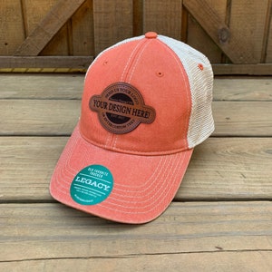 Custom Leather Patch Hats, Legacy Hats, Unstructured Hat, Design Your Own Hats, Custom Trucker Hats, Personalized Caps, Leather Patch Hat,