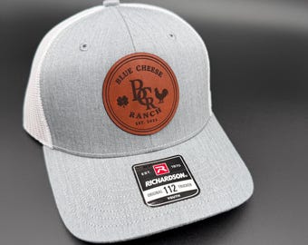 Custom Leather Patch Richardson 112 Trucker Hat, Personalized Logo