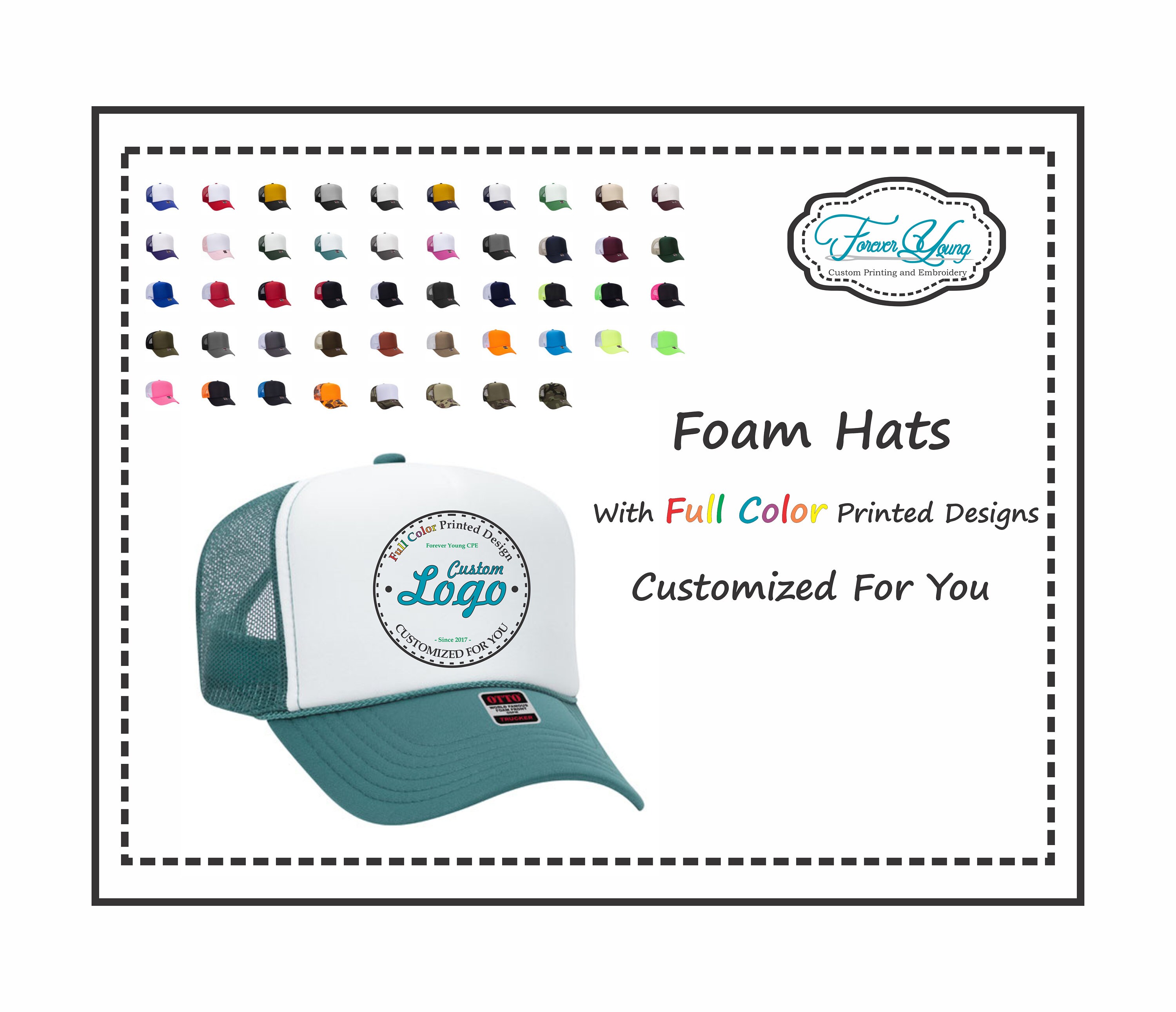 Personalized Foam Hats, Custom Foam Trucker Hat, Custom Cap, Custom Printed Hats, Business
