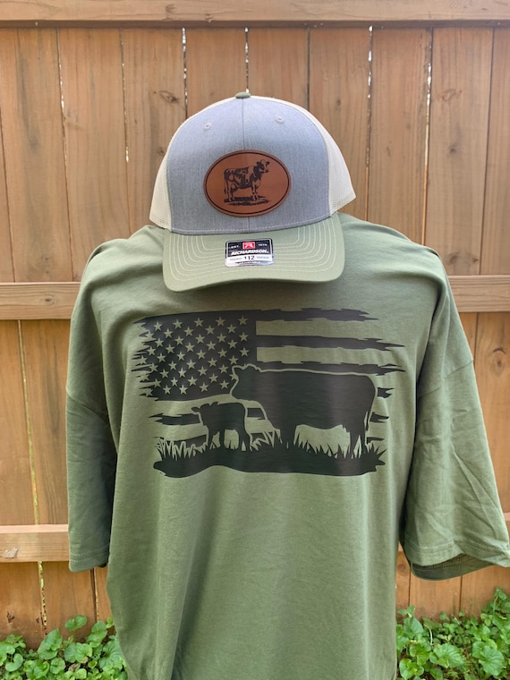 American Flag Cow Shirt, Farm Shirt, Support Farmers Shirt, Farm Life, Personalized Shirt, Farm Apparel, Cattle Shirt,Custom Shirt, Youth