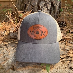 Leather Patch Hat, Blessed Mom Hat, Ponytail Caps, Mother&#39;s Day Gift, Messy Bun Hats, Womens Baseball Cap, Womens Hat, Custom Leather Patch