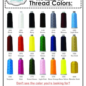 Puede incluir: Una tabla de colores de hilo Madeira con carretes de hilo en varios colores, incluyendo negro, blanco, azul marino, marr&oacute;n, gris, granate, azul claro, rojo, naranja, amarillo, verde, azul, morado, dorado, turquesa, rosa, verde bosque, rosa claro, naranja ne&oacute;n, amarillo ne&oacute;n y dorado met&aacute;lico. El texto "&iquest;No encuentras el color que buscas?" est&aacute; en la parte inferior de la tabla.