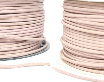 Soft pink cork cord, vegan cord, portuguese cork cord, sold by meter 3mm and 5mm cord