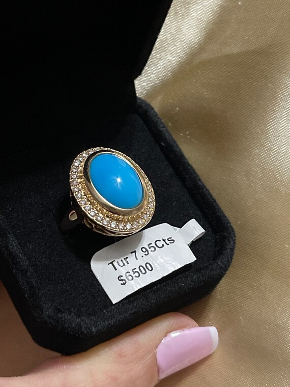 Turquoise, diamond ring set in 14k