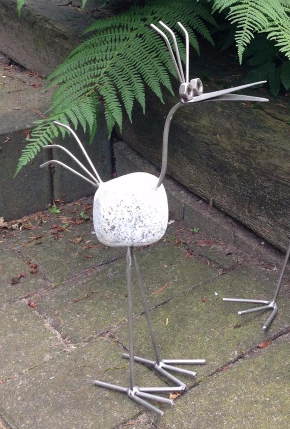 gartendekoration edelstahl, steinvogel edelstahl gartendekoration klein | etsy, Design ideen