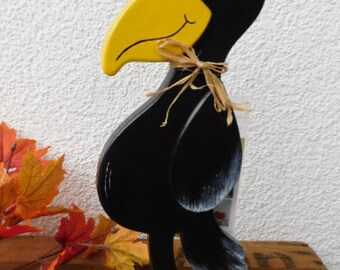 Large raven made of wood - hand-painted
