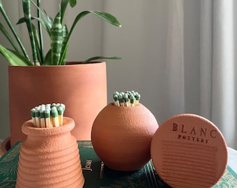 Handmade Terracotta Match Striker: Pottery Match Holder