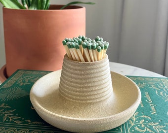 Match Striker  / Handmade / White Pottery / Match Holder / Toothpick Holder / Farmhouse / French Country /