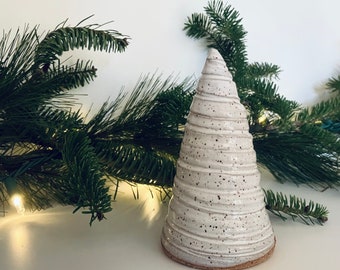 White Speckled Christmas Tree / Ceramic Trees / Handmade Pottery / Farmhouse Decor / French Country / Wabi-Sabi