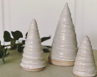 White Christmas Trees / Ceramic Trees / Handmade Pottery / Farmhouse Decor / French Country / Wabi-Sabi