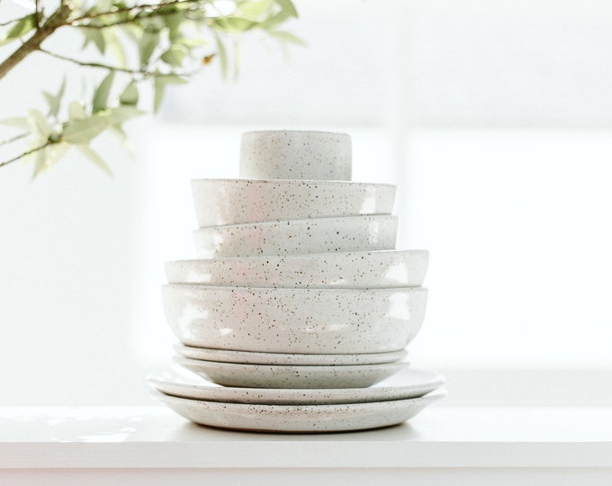 Speckled Dinnerware Set / Pottery Dinnerware / Ceramic Plates