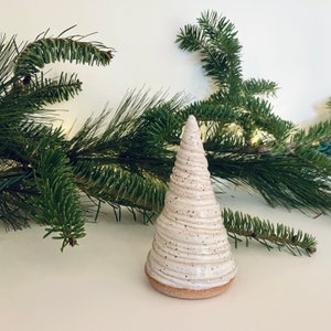 White Speckled Christmas Tree / Ceramic Trees / Handmade Pottery / Farmhouse Decor / French Country / Wabi-Sabi image 2