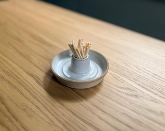 Handmade White Pottery Match Striker: Wheel-Thrown Ceramic Holder (Strike Anywhere Matches)