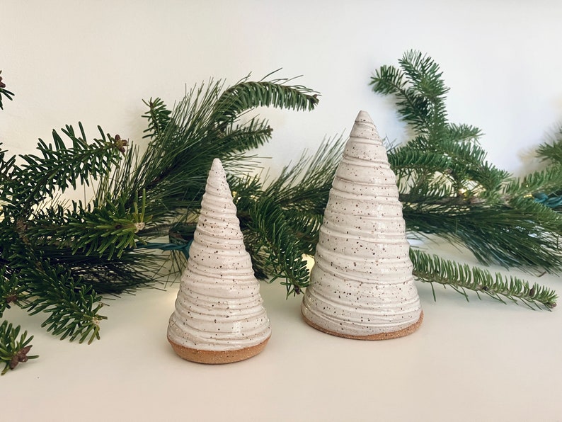 White Speckled Christmas Tree / Ceramic Trees / Handmade Pottery / Farmhouse Decor / French Country / Wabi-Sabi image 3